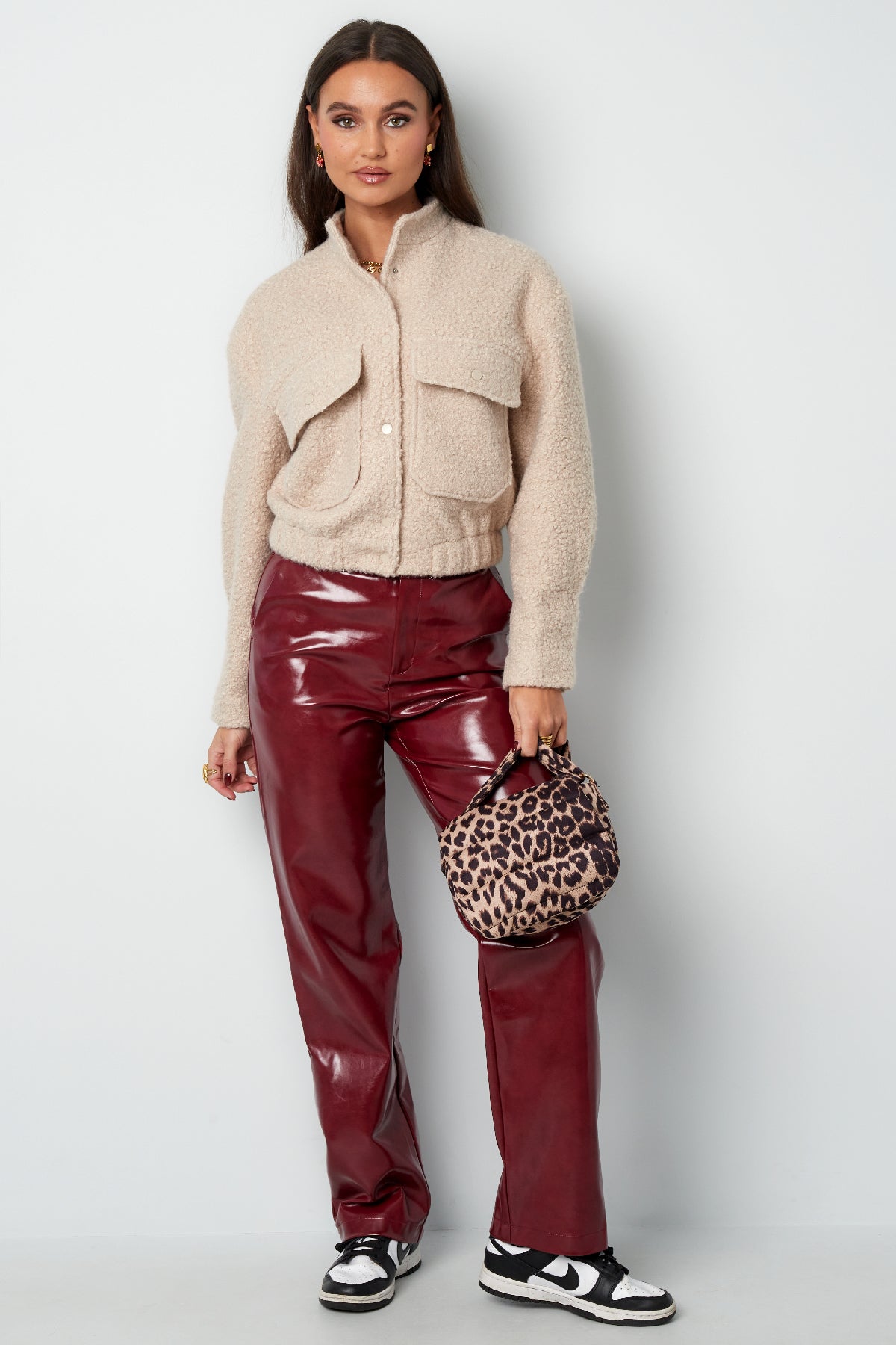 Geweven Polyestervezel Vrouwen Jas Casual Solide Kleur Herfst/Winter