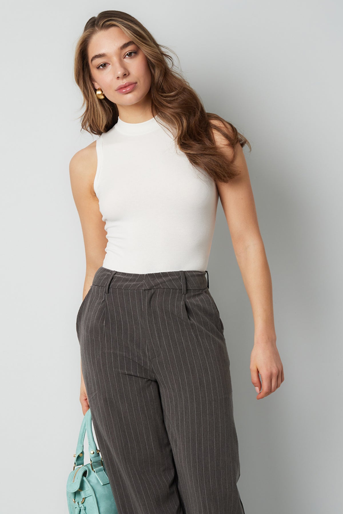 Viscose Vrouwen Mouwloze Bodysuit Hoge Hals Minimalistisch Ontwerp