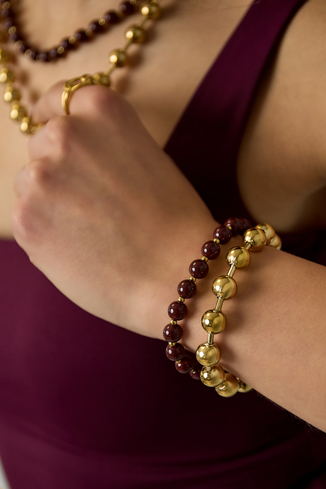 Armbanden met kralen van roestvrij staal, kralen, casual, dagelijks, eenvoudig, serie, damessieraden