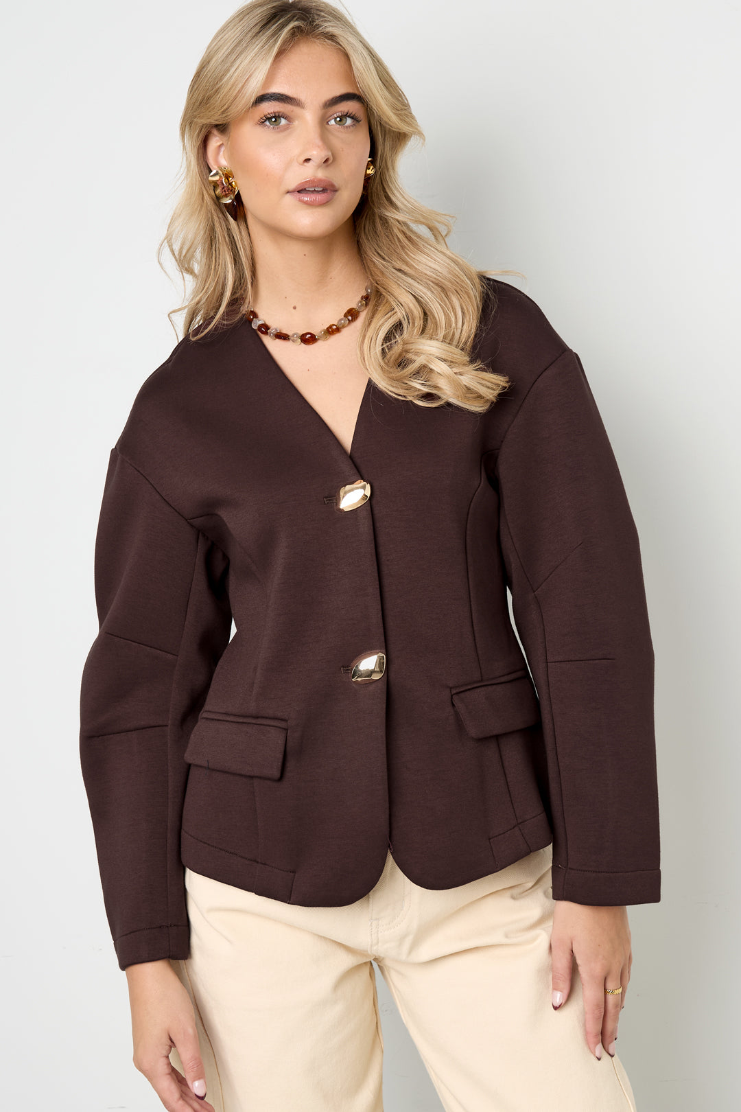 Geweven Polyestervezel Damespakset Elegante Solide Kleur Herfst/Winter