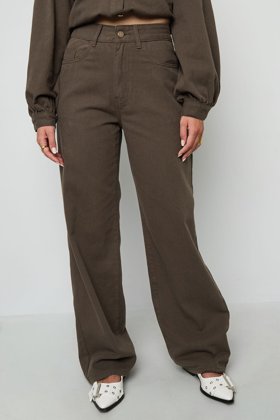 Geweven Katoen Vrouwen Rechte Broek Casual Eenvoudige Kleur