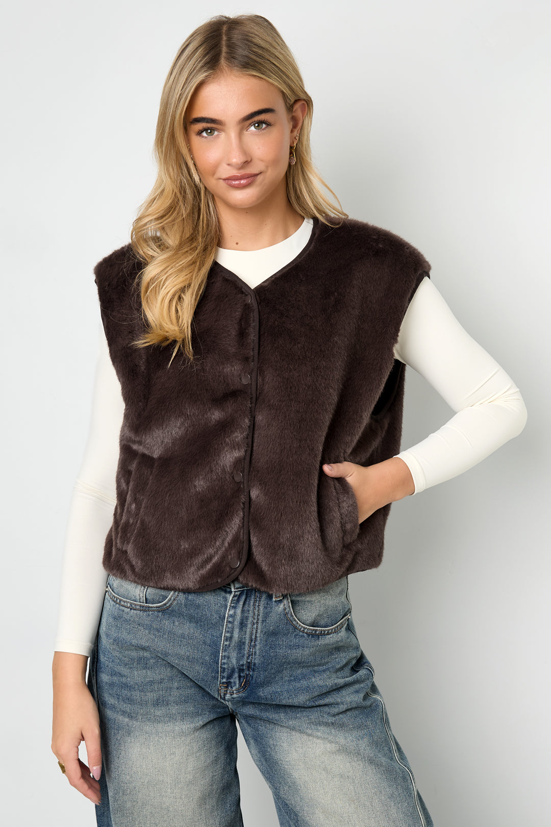 Woven Polyester Fiber Vrouwen Vest Casual Herfst/Winter Solid Color