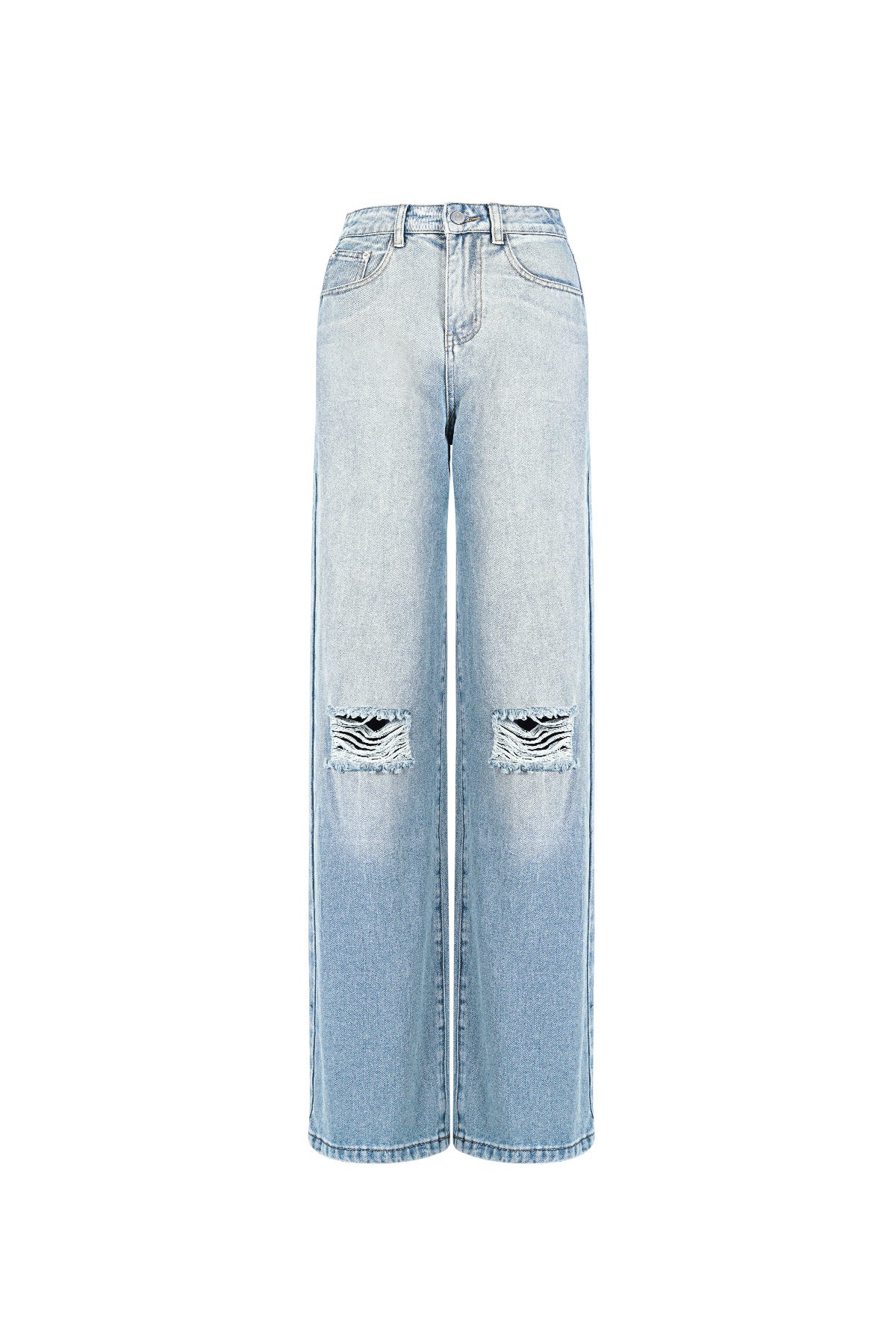 Cotton Woven Vrouwen Straight Leg Jeans Ripped