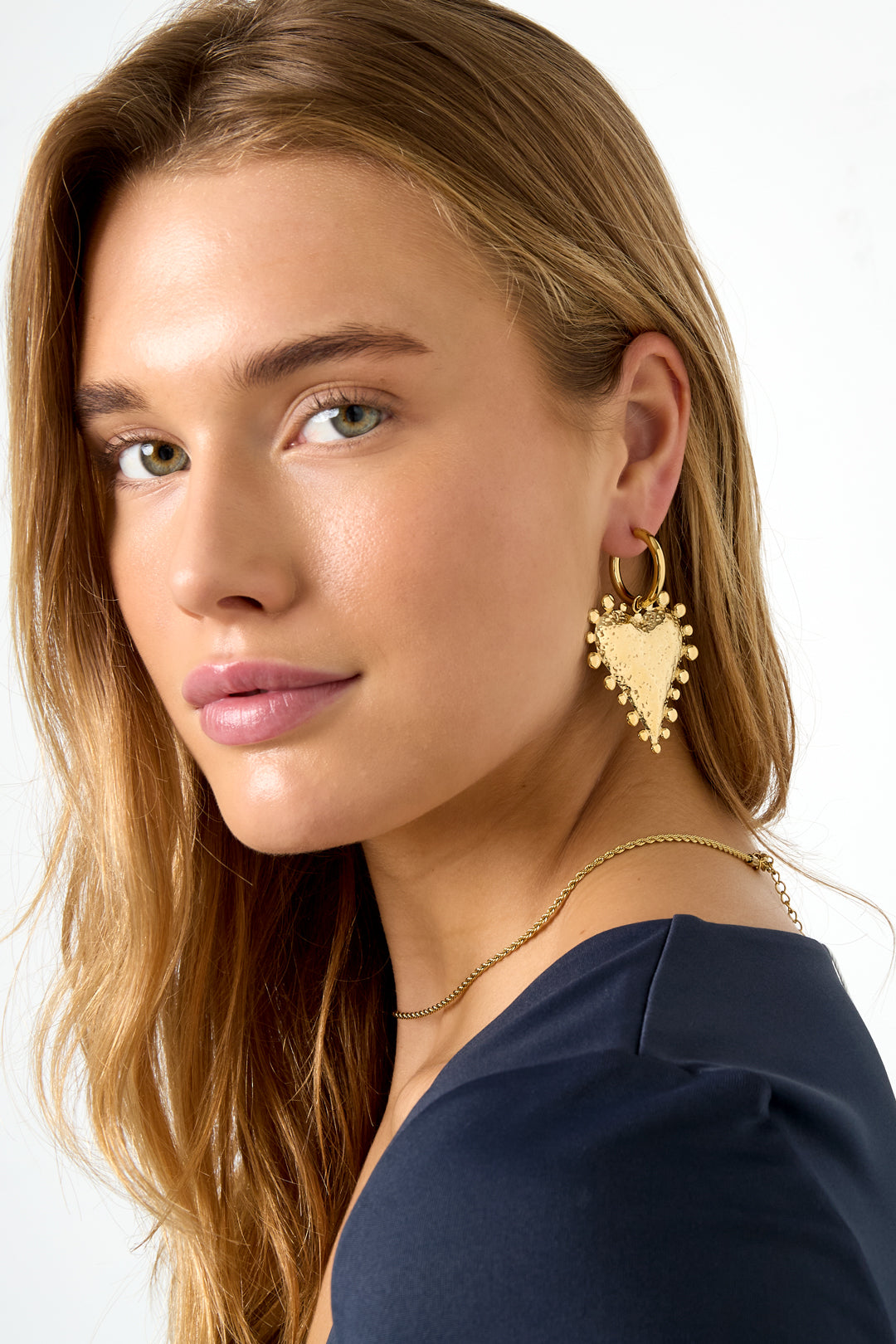 Oorbellen van roestvrij staal met hartjes, casual, dagelijks, eenvoudig, serie, damessieraden