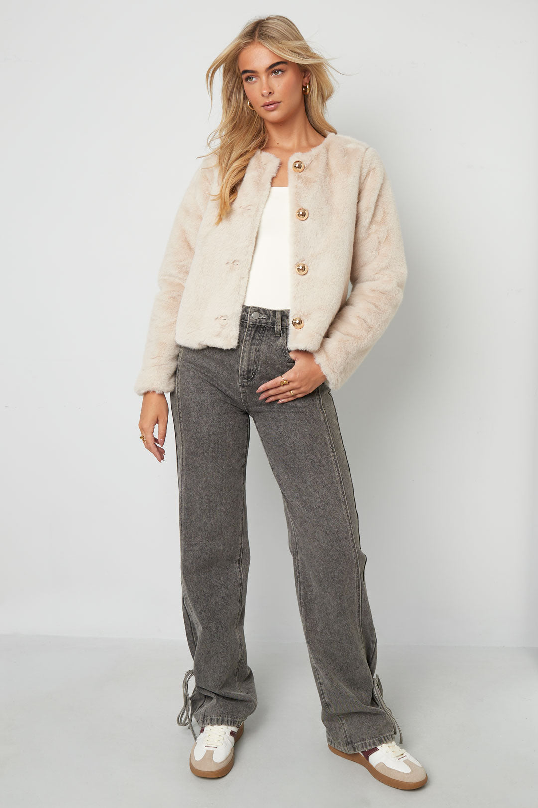 Woven Polyester Fiber Vrouwen Jas Elegant Solid Color Fall/Winter