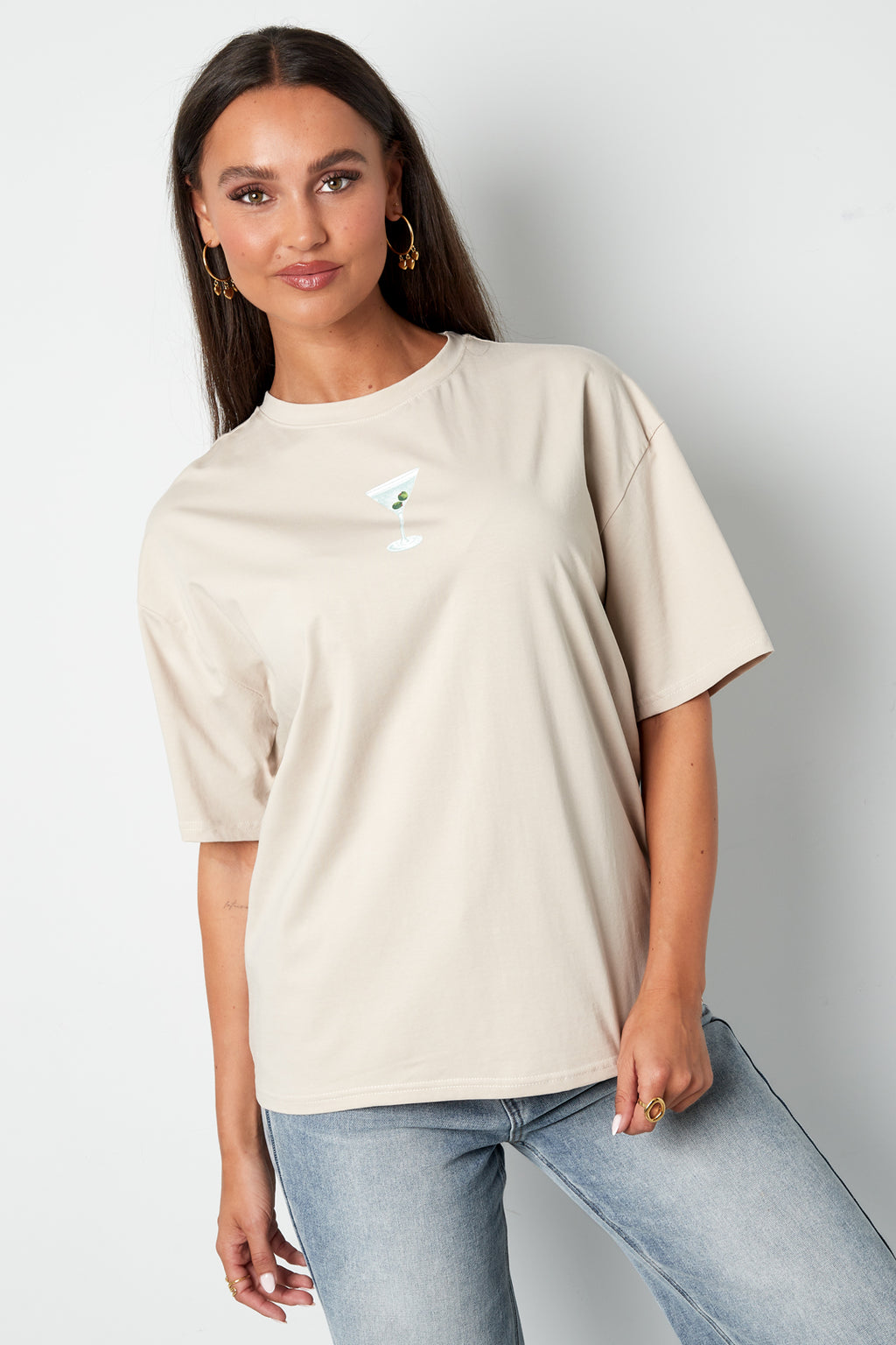 Katoen Gebreide Vrouwen T-shirt Casual Letters