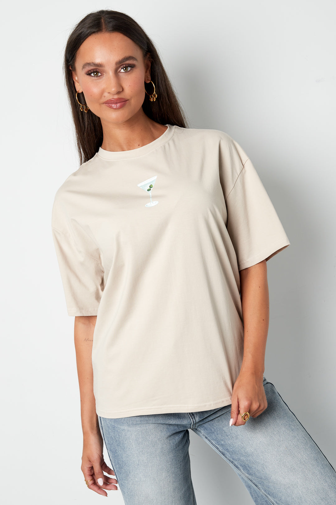 Katoen Gebreide Vrouwen T-shirt Casual Letters