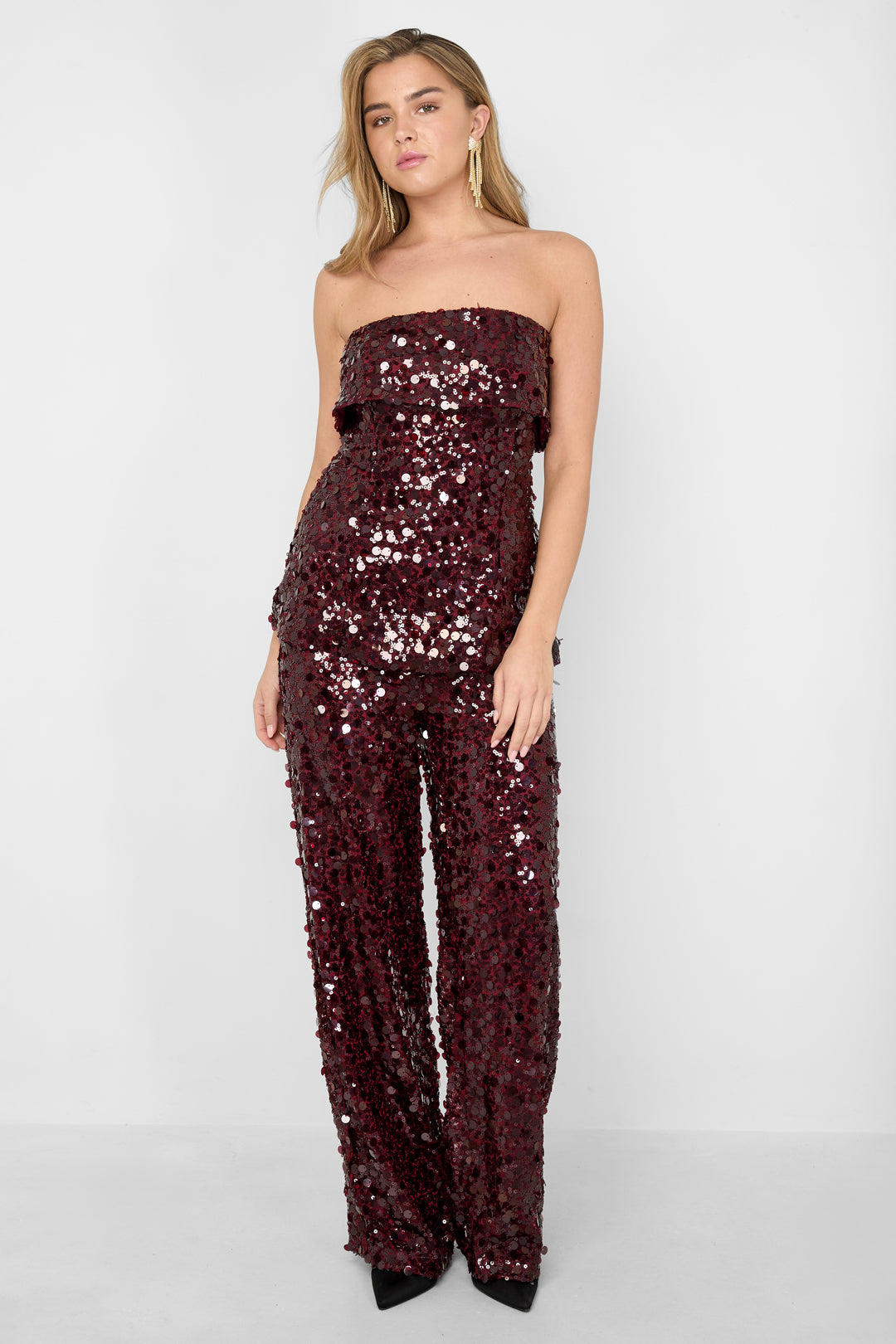 Geweven Polyestervezel Vrouwen Mouwloze Top Pailletten Elegante