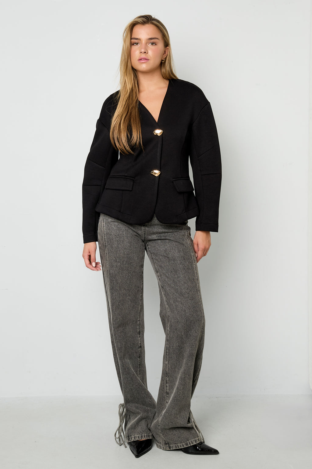 Geweven Polyestervezel Damespakset Elegante Solide Kleur Herfst/Winter